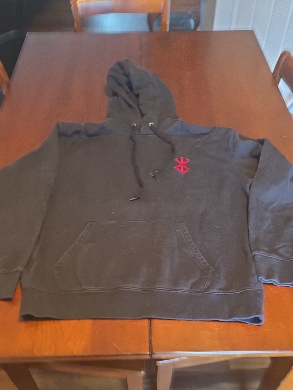Berserk Black Men's Pullover Hoodie with Red Logo